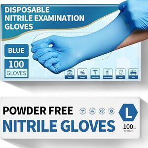 Powder-Free Nitrile Exam Gloves, 4.5 Mil, 100 Count, Blue, Food-Safe Disposable